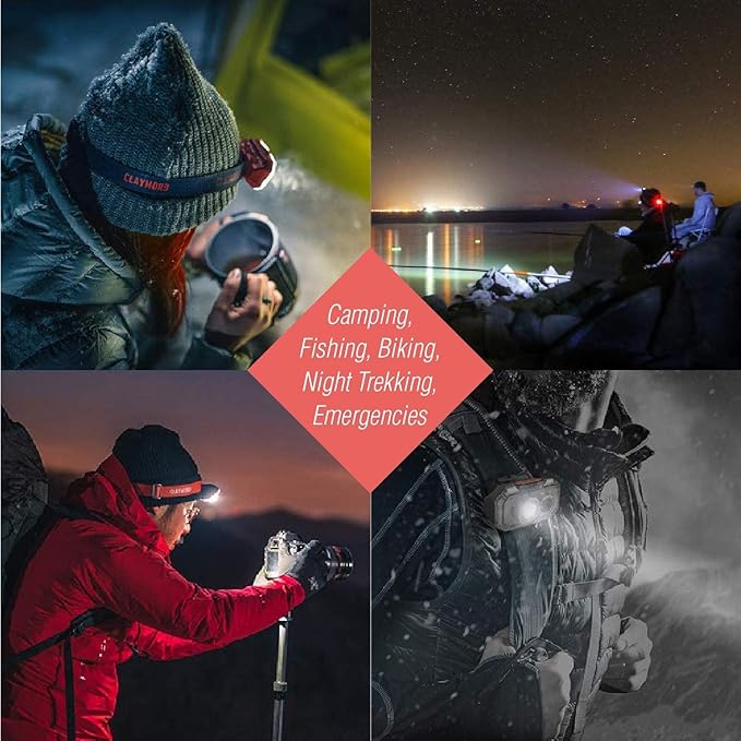 Claymore HEADY+ Tan Rechargeable Wearable Light – 600 Lumens HeadlampMode 6 Light Mode 90° Adjustable Beam IP54 Water-Resistant USB-C Rechargeable Up to 70 Hrs Runtime for Camping, Running, Outdoor
