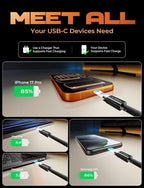 LISEN USB C to USB C Cable, 5-Pack [3.3/3.3/6.6/6.6/10FT] for iPhone 17 Charger Cord, 60W C to C Cable Fast Charging for iPad, iPhone 16 15 Pro Max, Galaxy S25/S24 USBC to USBC Cable Gifts for Men