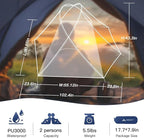 Forceatt Camping Tent 2 Person, Backpacking Tent Waterproof & Windproof, Ultralight Instant Tent with Rain Fly for Camping, Hiking, Outdoor