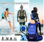 Insulated Hydration Backpack Pack with 3L BPA Free Leak Proof Water Bladder, Large Storage Lightweight Hiking Daypack with Waist Pouches & Cooler Layer, for Running, Biking, Camping, Festival