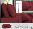 King Sheets by Pure Bamboo, Genuine 100% Organic Viscose Derived from Bamboo Bed Sheet Set, Luxuriously Soft & Cooling, Double Stitching, Lifetime Quality Promise (King, Merlot)
