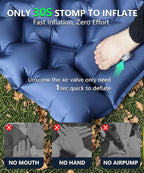 YOUXIU Camping Sleeping Pad, Extra Thickness 3'' Ultralight Inflatable Sleeping Mat with Built-in Foot Pump, Durable Compact Waterproof Camping Air Mattress for Tent,Backpacking,Hiking,Tent(Navy)