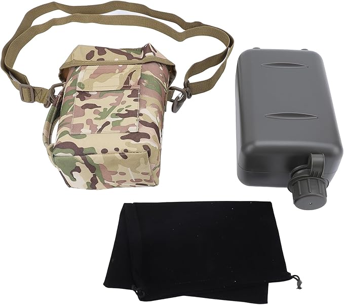 Zunate Outdoor Water Bottle - 2L Portable Water Canteen with Waist Bag, Multi Fuctional PVC Flat Camping Water Bottle for Surplus or Bushcraft Gear (CP)
