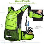 Insulated Hydration Backpack Pack with 3L BPA Free Leak Proof Water Bladder, Large Storage Lightweight Hiking Daypack with Waist Pouches & Cooler Layer, for Running, Biking, Camping, Festival