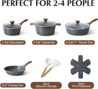 SENSARTE Nonstick Cookware Set 13-Piece, Non Stick Pots and Pans Set with Swiss Granite Coating, Healthy Kitchen Cooking Set, Stay-Cool Handles, PFOA Free