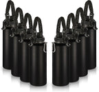 Volhoply Insulated Water Bottles Bulk 8 Pack, 40 oz Stainless Steel Sports Bottle with Paracord Handle & SpoutLid, Double Walled Metal Cups with Wide Mouth, Reusable Adult Water jug (Black,8 Set)