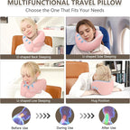 2in1 Ergonomic Memory Foam Travel Neck Pillow – 2025 Upgrade Travel Pillow for All Sleep Positions on Flights, Road Trips, and Long Distance Travel with Drawstring Bag (Adjustable - Pink)