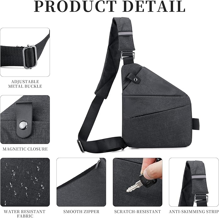 Anti Theft Crossbody Travel Bag for Women Men,Multi-pocket Crossbody Bag,Slim Sling Bag with Adjustable Strap