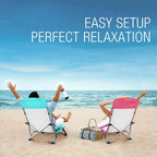 HAUSHOF High Back Beach Chair, Mesh Back Folding Chair, Lightweight Low Seat Camping Chairs with Cup Holder, Carry Bag, Padded Armrest for Outdoor Beach Lawn Camping Picnic Festival