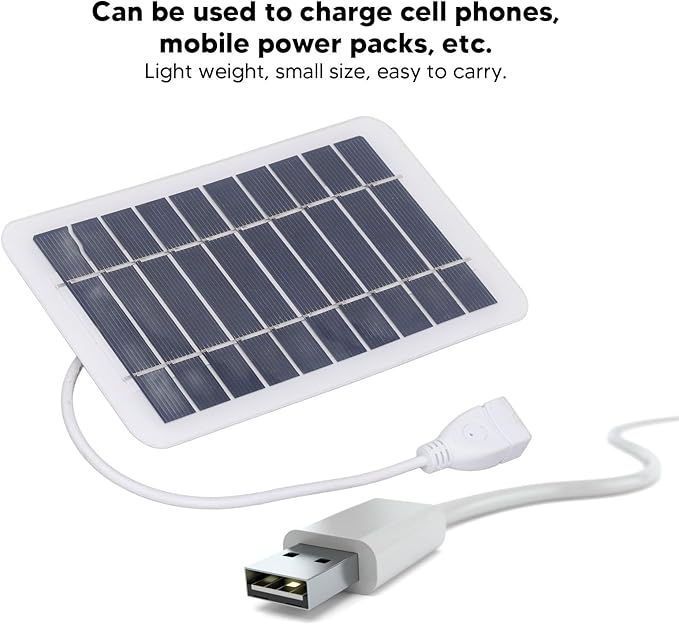 Portable Solar Charger, 2W 5V Cell Phone Solar Charger USB Solar Panel for Camera Mobile Power Pack Outdoor Camping Emergency