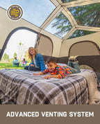 FanttikOutdoor Instant Cabin Tent 6/8/10/12 Person Camping Tent Setup in 60 Seconds with Rainfly & Windproof Portable with Carry Bag for Family Camping & Hiking, Upgraded Ventilation, Khaki