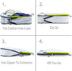 Cipway - 5 Set Compression Packing Cubes for Travel, Ultralight Packing Organizers for Luggage Suitcase & Backpack (White), L