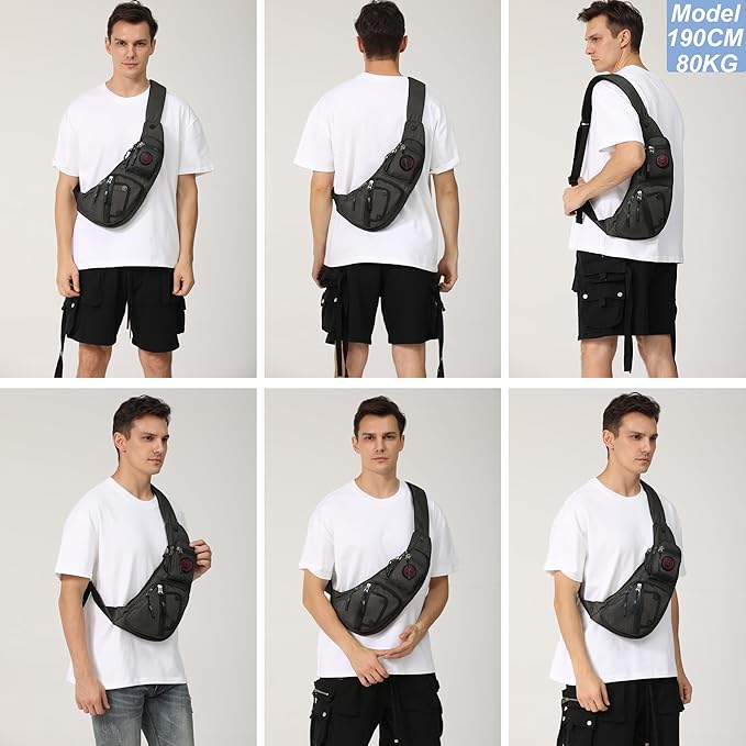 NICGID Sling Bag Chest Shoulder Backpack Crossbody Bags Casual Daypack for Men Women (Black-2620N)