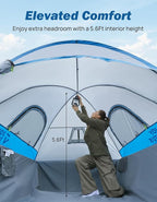 JOYTUTUS Truck Tent, Portable Truck Bed Tent for 5.5'-5.8' with Rainfly, Truck Tent with Fiberglass Pole, Waterproof PU2000mm Double Layer for 2 Person - Blue