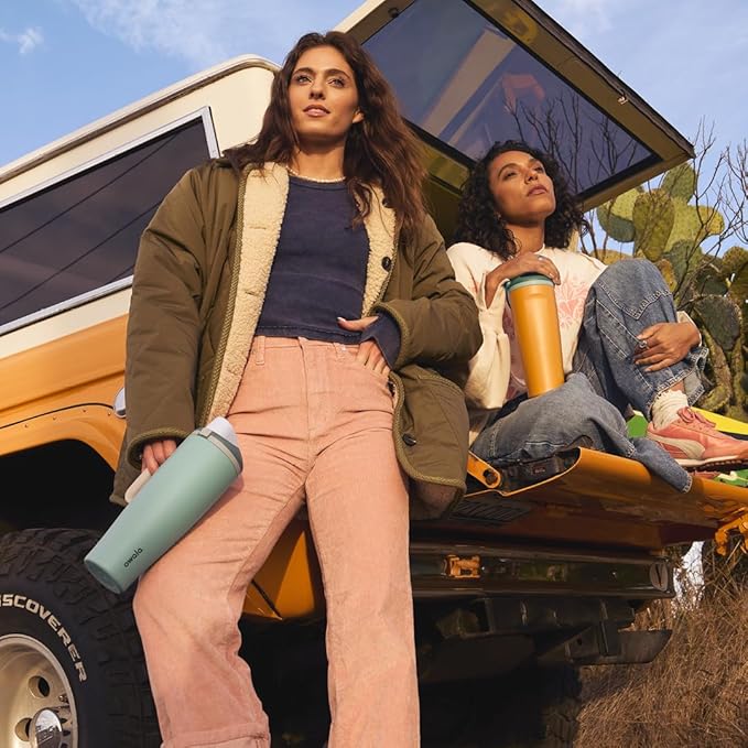 Owala FreeSip Tumbler Insulated Stainless Steel Water Bottle with Built-in Straw and Side Handle, For Travel, Work, School, and Sports, 40oz, BPA Free, Leak Proof, Eucalyptus