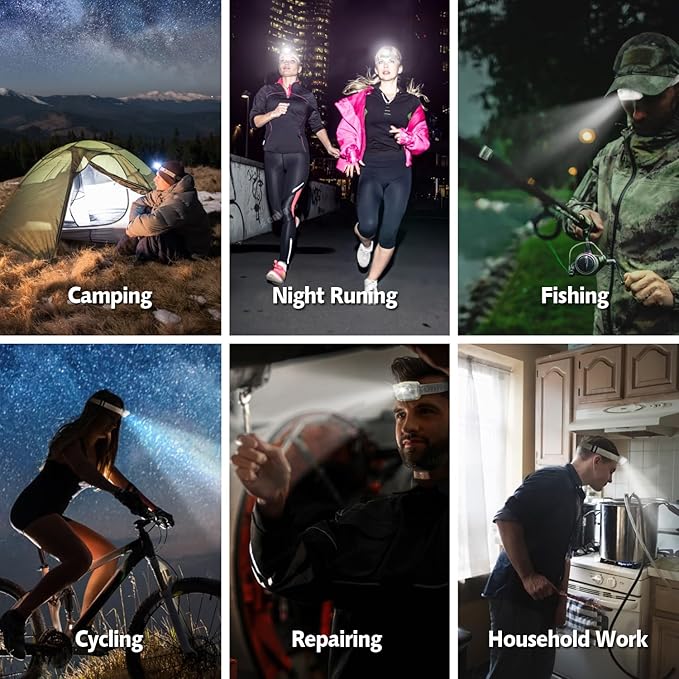 KunHe 4 Pack LED Headlamp Flashlight for Adults & Kids Camping Hiking Glow in The DarkHead Lamp with White & Red Light Comfortable Headband Lightweight & Waterproof with 12 AAA Batteries