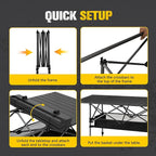 BUNKER INDUST Folding Camping Table, Outdoor Portable Roll-Top Aluminum Table with Carry Bag for Picnic,Beach,BBQ,Backyards, Adjustable Height