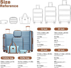 Kono Suitcase Set 3 Piece Luggage Set Expandable(only 28") Carry On Hardside Luggage with TSA Lock Spinner Wheels (Apricot Blue, 6 piece set)