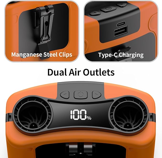 Socool 20000mAh Portable Waist Fan Clip on Wearable Belt Personal Fans Rechargeable Battery Operated, 40H Cooling Fan with 10 Speeds & Dual Motors, Neck Fans Hanging Hands-Free for Outdoor Travel