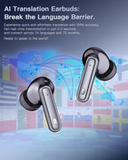 Wireless Earbuds, Ai Translation Earbuds Real Time, Audifonos traductores inglés español, Bluetooth Headphones, 90H Standby Time, Translator with 7 Modes for Travel & Business Learning