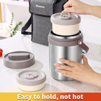 Adults Lunch Vacuum Soup Thermo For Hot Food with Inserts Stackable Bento Box Storage Container,Width Mouth Stainless Steel Portable Insulated Food Jar (silvery, 74 oz)