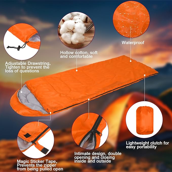 Macarrie 10 Pcs 0 Degree Camping Sleeping Bags Bulk for Adults Cold Weather 4 Season Warm Sleeping Bag with Compression Sack for Homeless Donation Shelter Emergency Hiking