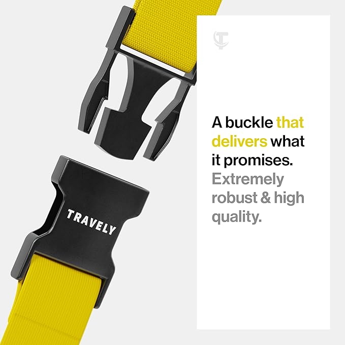 TRAVELY Luggage Straps - Particularly conspicuous & Secure - Incl. 2 Name Tags - Luggage Strap Ideal crosswise - [Set of 2]