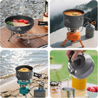 27pcs Camping Cookware Mess Kit for 2-4 People, Portable Cookware Set with Kettle, Pots & Pans, Stainless Steel Utensils, Plates, Dishware for Backpacking, Picnic, Outdoor Adventures