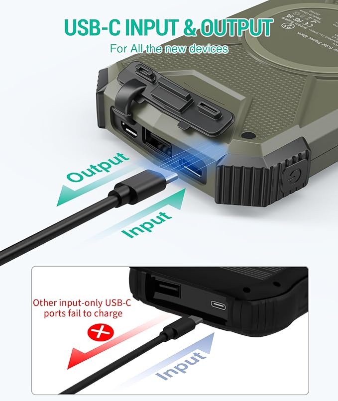 BLAVOR Solar Power Bank 10,000mAh Plus 4FT USB-C Cable