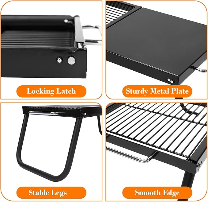 Folding Campfire Grill,Enameled Coating Grate, Heavy Duty Camp Grill Grate, Portable Camping Grates Over Fire Pit, Campfire Grill Cooking Equipment with Carrying Bag for Outdoor Cooking