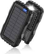 Power-Bank-Solar-Charger - 42800mAh Portable Charger,Solar Power Bank,External Battery Pack 5V3.1A Qc 3.0 Fast Charger Built-in Super Bright Flashlight (Deep Black)