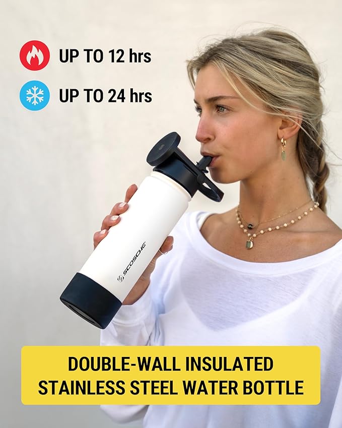 Scosche MFMS22 MagicMount Flask 22 oz Stainless Steel Water Bottle with MagSafe Phone Mount Stand, 12H Hot & 24H Cold Insulated Flask with Magnetic Phone Holder for Gym, Car, Travel, Sports 22oz, Pink