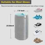 Shoe Washing Machine Bag,Laundry Shoe Bag for Washer and Dryer,Reusable Shoe Cleaning Bag for Sneakers,Tennis Shoes,With Self-locking Zipper, Microfiber Inside,Include Shoe Bag (Pro Grey - 2 Pack)