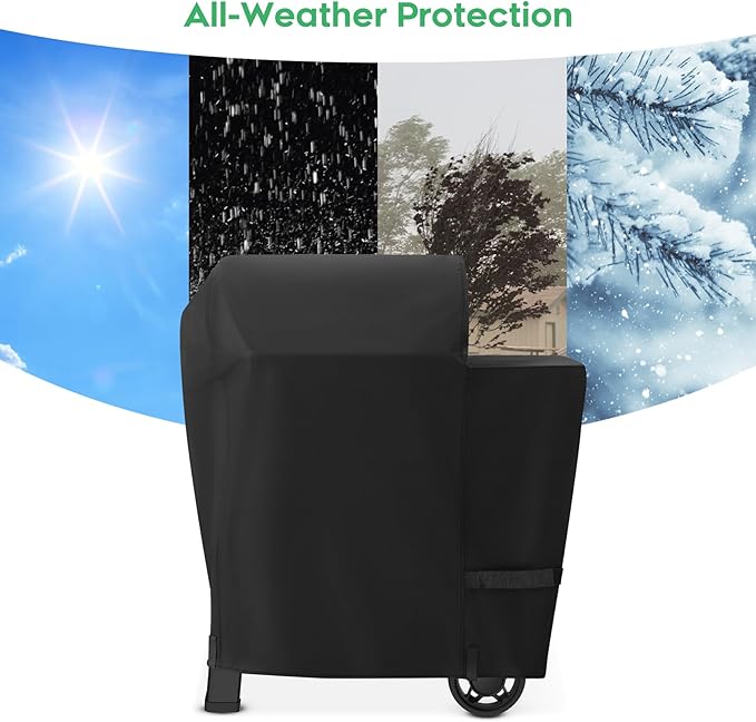 Heavy-Duty 600D BBQ Grill Cover Compatible with Weber Searwood 600 Pellet Grill, 3400145 Weber Searwood 600 Cover, Black