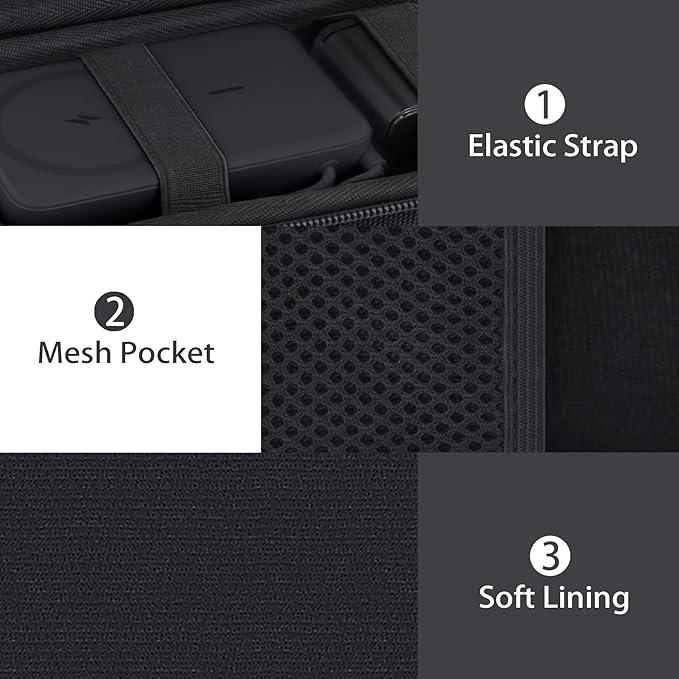 co2CREA Case for Anker Zolo Magnetic Power Bank Wireless Portable Charger, Hard Travel Case Compatible with Anker 5,000mAh / 10,000mAh Magsafe Battery Pack (Black Case)