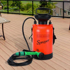 Finderomend Portable Shower for Camping with 7 Spray Modes, Hand Press Camping Shower with Removable Hose and Shower Head,Pressure Rinse Kits for Hiking Traveling Garden Beach Pet Shower