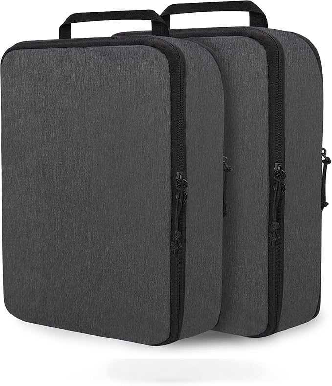 Compression Packing Cubes for Travel Essentials, 2 Set Expandable Packing Cubes for Suitcase Luggage Organizer Bags for Travel, Black