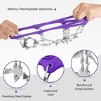 Crampons Ice Cleats Traction Snow Grips for Boots Shoes Women Men Anti Slip 19 Stainless Steel Spikes Safe Protect for Hiking Fishing Walking Climbing Mountaineering