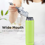 ThermoProof Double-Walled Vacuum Insulated Stainless Steel Water Bottle - Wide Mouth with Chug & Spout Lids, Dishwasher Safe, Reusable, Leakproof, Hot & Cold for Men, Women & Kids - 22oz, Fresh Mint