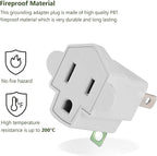 3 Prong to 2 Prong Polarized Grounding Adapter Wall Outlet Converter, JACKYLED 3-Prong Adapter Converter Fireproof Material 392℉ Resistant Heavy Duty for Household, Electrical, Indoor Use Only, 6 Pack