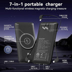 Magnetic 10000mAh Portable Charger for iWatch & iPhone, 22.5W USB C Fast Charging Wireless Power Bank Built-in Cables and Wall Plug, External Travel Battery Pack Compatible with iOS Android Devices