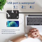 Outdoor Power Strip Weatherproof with USB C, Waterproof Surge Protector with 4 Outlets,Outdoor Electrical Outlet,Outdoor Multi Plug Outlet for Camping, Garden, Kitchen, Bathroom, 6ft Cord,Flat Plug