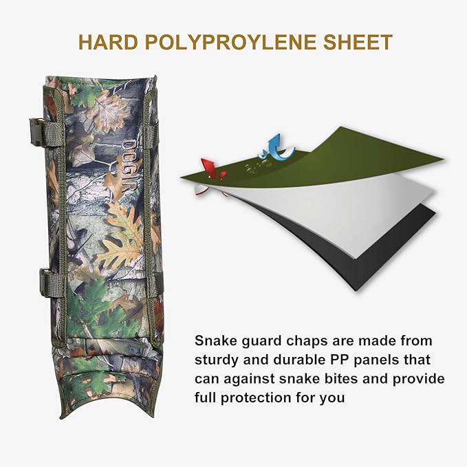 QOGIR Snake Gaiters for Hunting: Durable Snake Guards, Snake Gaiter Leggings for Men & Women, Snake Bite Protection for Lower Legs, Snake Proof Gaiters with Adjustable Size