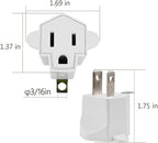 3 Prong to 2 Prong Polarized Grounding Adapter Wall Outlet Converter, JACKYLED 3-Prong Adapter Converter Fireproof Material 392℉ Resistant Heavy Duty for Household, Electrical, Indoor Use Only, 6 Pack