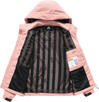 MOERDENG Women's Waterproof Rain Jacket Lightweight Raincoat Hooded Hiking Jacket Softshell Windbreaker