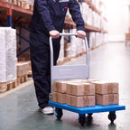 Heavy Duty Flatbed Hand Cart with Mute Wheels Foldable Metal Handle Plastic Platform Truck for Transporting Baggage Books and Moving – 350-lb Capacity Trolley