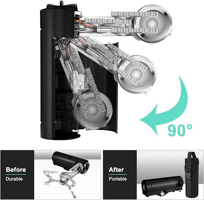 Odoland Portable Camping Stove Butane 1400W Gas Stove Collapsible Backpacking Stove for Indoor Outdoor Cooking Hiking and Picnic