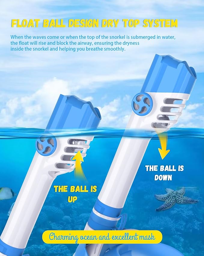 W WSTOO Kids Full Face Snorkel Masks,Suitable for Beginners Dry Top Snorkeling Gear,Can Your Mouth or Nose to Breathe,180 Degrees Panoramic View,Anti-Fog Anti-Leak,Summer Travel and Vacationing Gifts