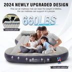 Self-Inflating Car Air Mattress for Tesla Model Y 2025 2024-2020/Model Y Juniper Outdoor Camping Air Bed with 2 Pillows Built-in Pump Air Couch Mat Flocking Air Cushion Model Y Accessories(Beige&Blue)