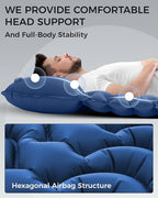 KingCamp Sleeping Pad for Camping, Ultralight Connectable Inflatable Sleeping Pad Camping Mattress with 6.3" Built-in Pillow & Foot Pump for Backpacking Hiking Tent Cot